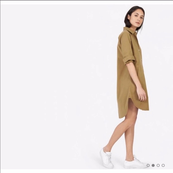 Everlane Twill Shirt Dress in Ochre 2 - Picture 2 of 5